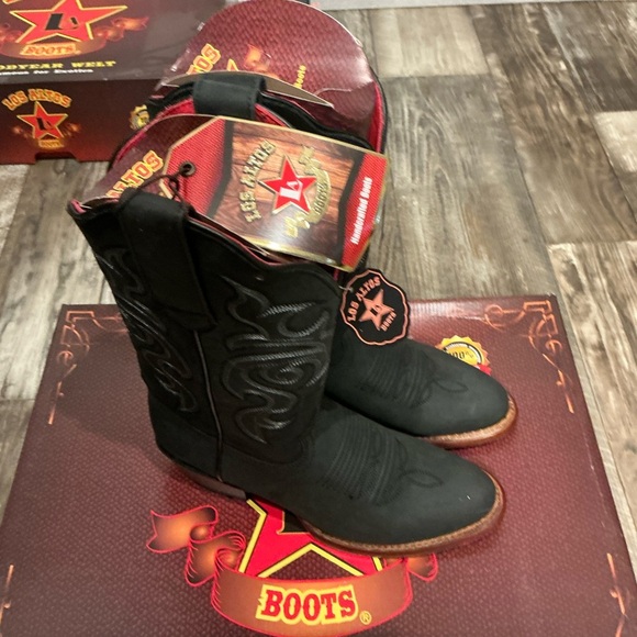 Los Altos Women’s Leather Black Cowboy Boots Size 6.5 - Picture 2 of 16